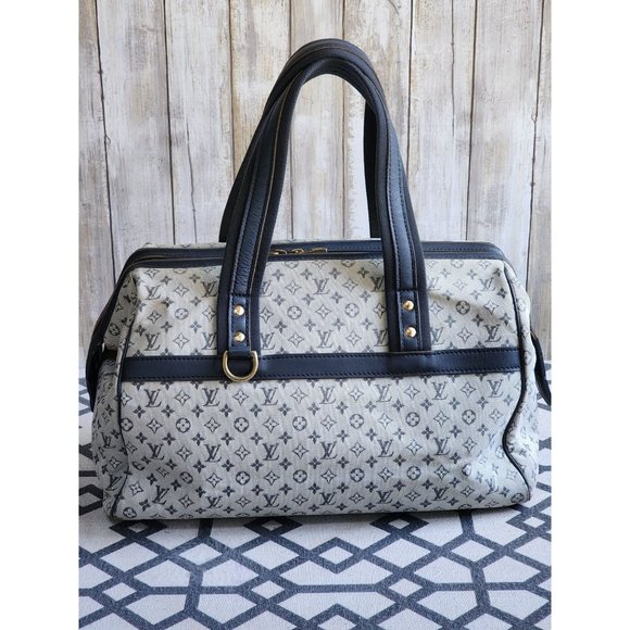 Louis Vuitton Gray Mini Lin Croisette Speedy 30 Blue Grey Leather